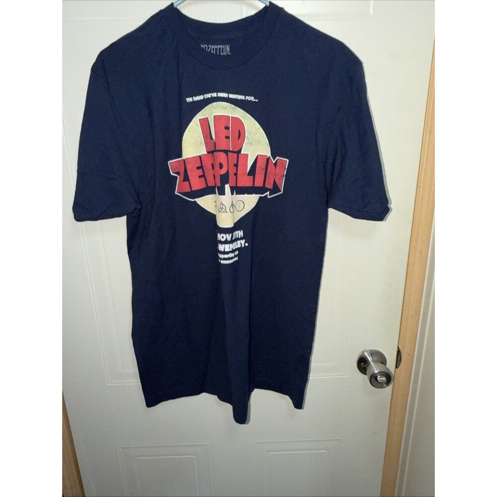 Led Zeppelin Retro Style Tee Size Large Navy Blue
